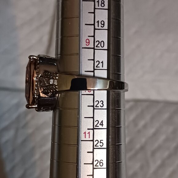 Silver Morganite and CZ Fashion Ring Size 10 - Flawed - Picture 11 of 13